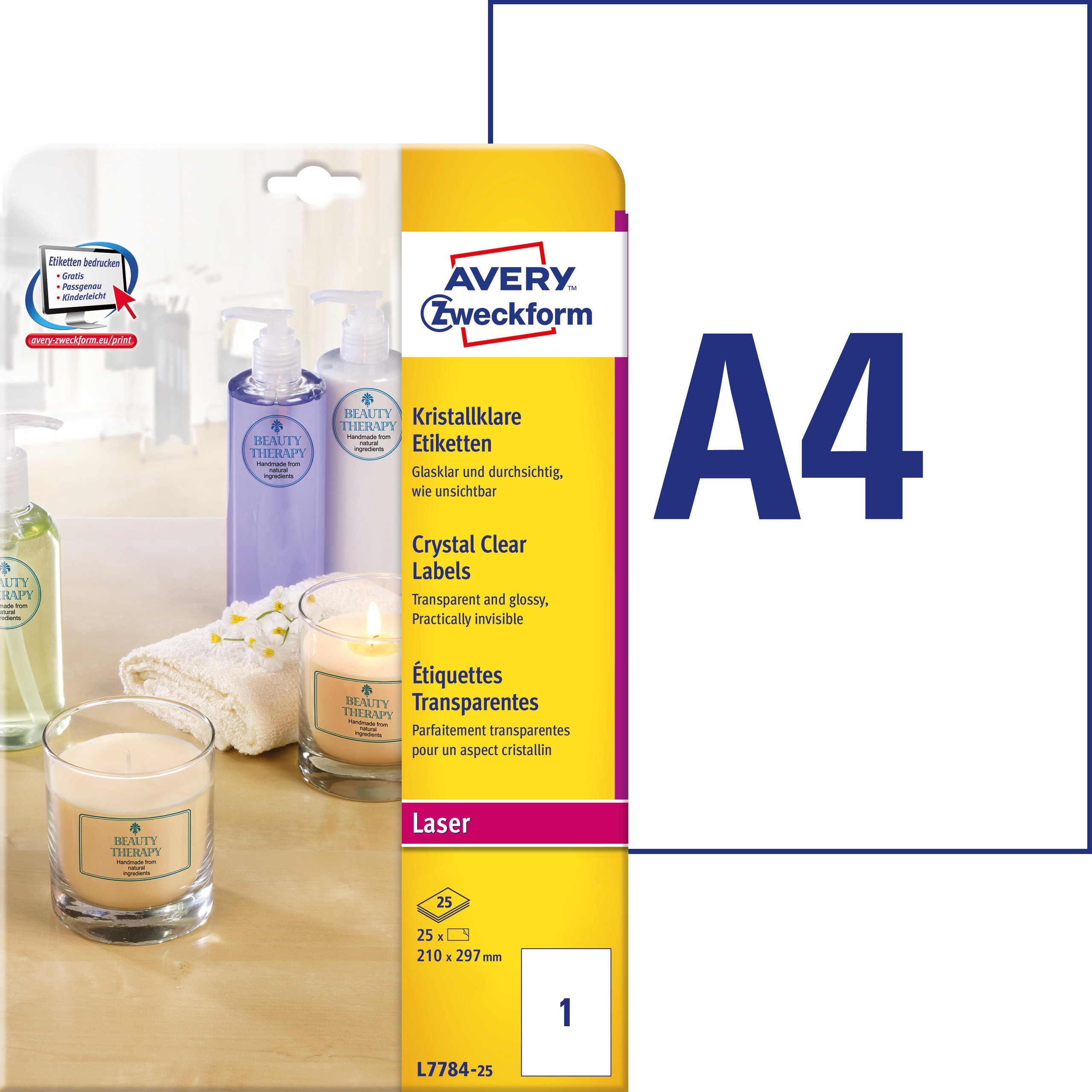 Фото - Інше для торгівлі Avery Zweckform Przezroczyste etykiety Crystal Clear A4   