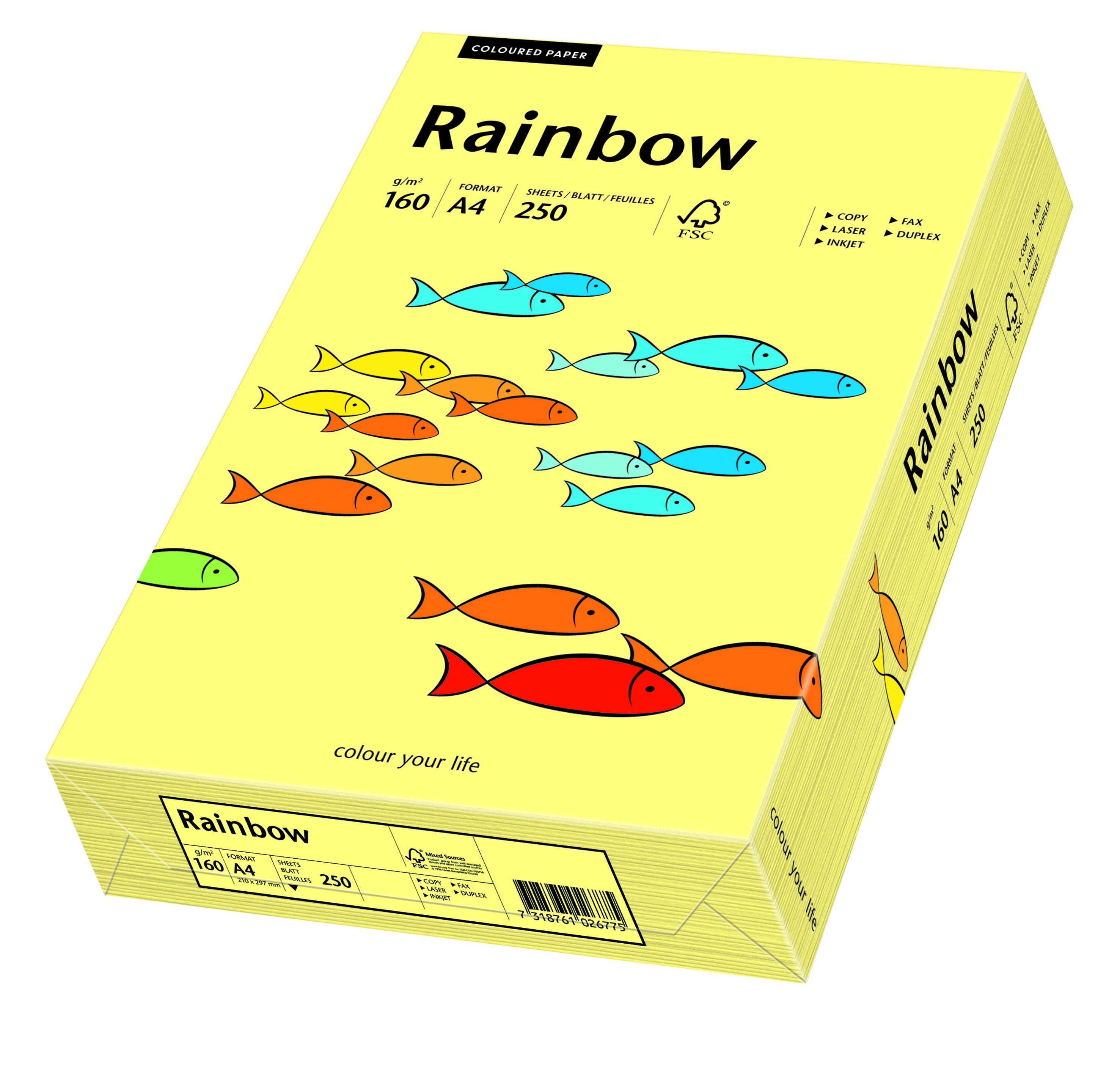 Фото - Папір Schneider Papyrus Papier kolorowy Rainbow A4 160g/250ark., nr 12 - żółty jasny 