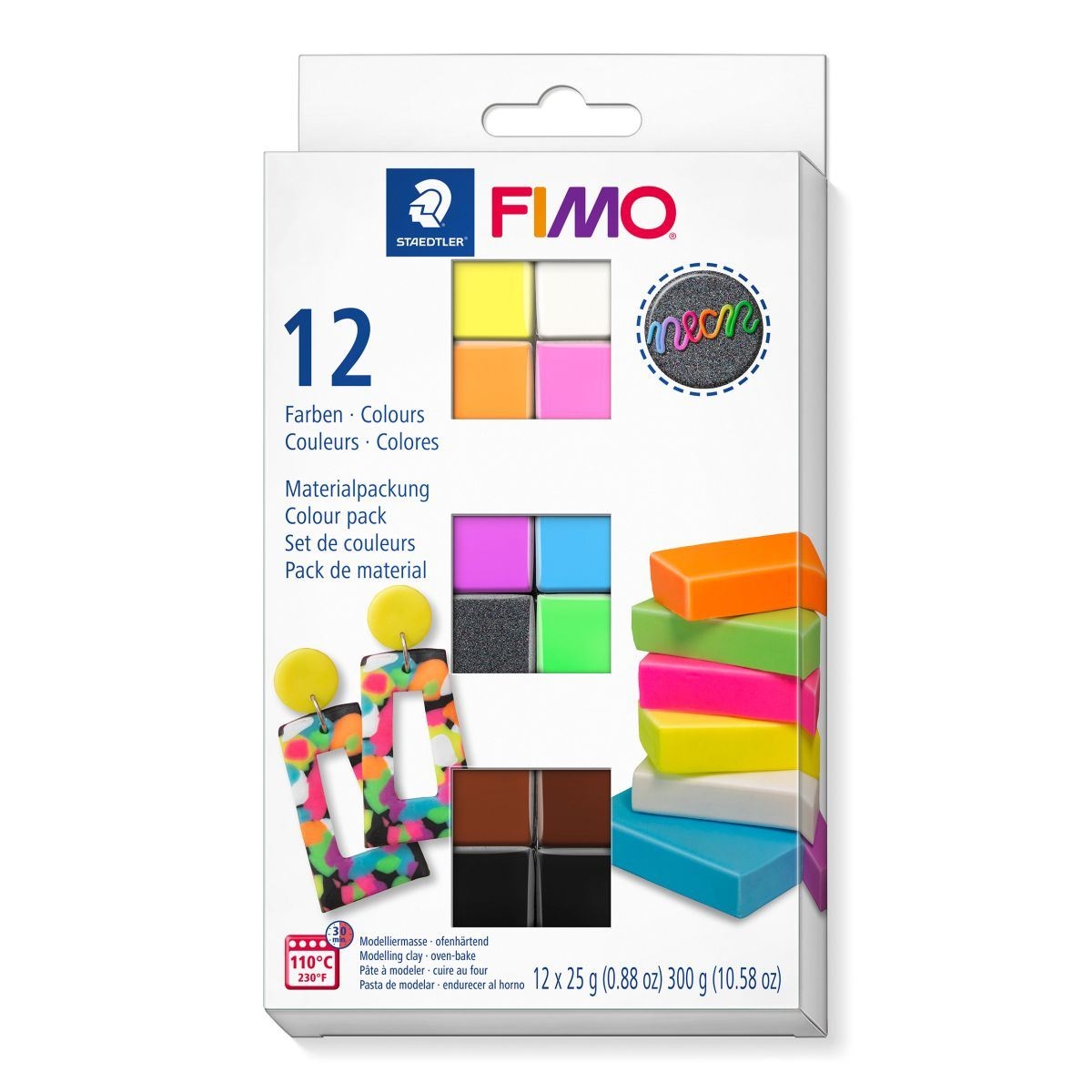 Zdjęcia - Kreatywność i rękodzieło Fimo Staedtler  Masa plastyczna  Neon zestaw 12 kolorów po 25g 