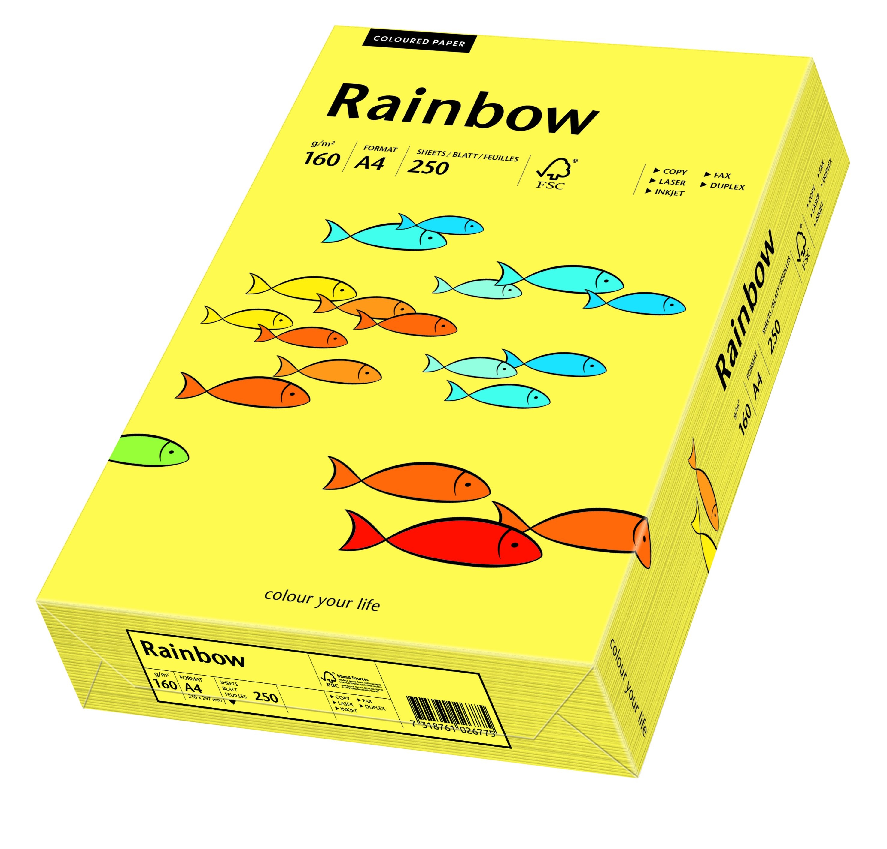 Фото - Папір Papyrus Papier kolorowy Rainbow A4 160g/250ark., nr 16 - żółty