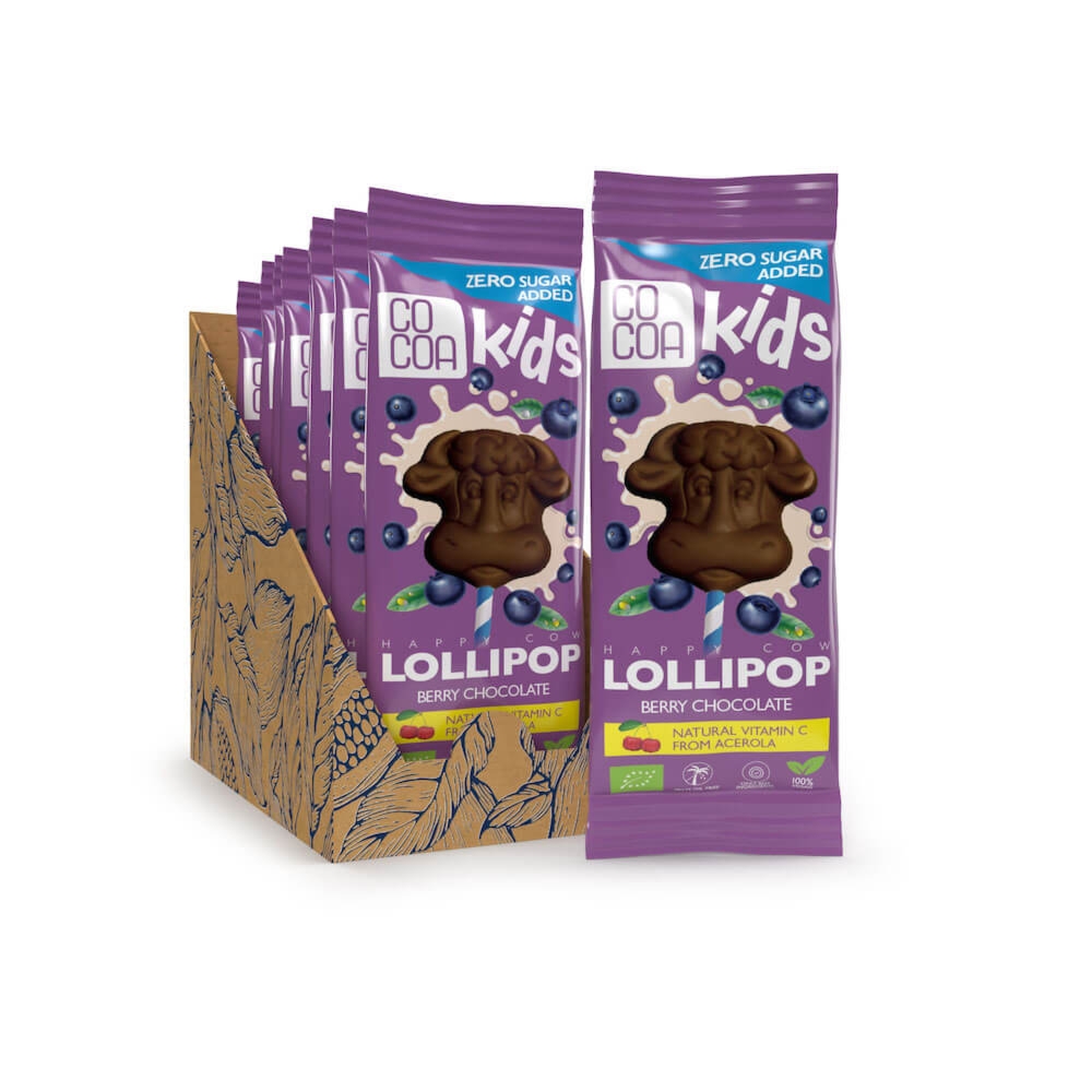 Lizak jagodowy vegemylk 0% added sugar z witamina C x10