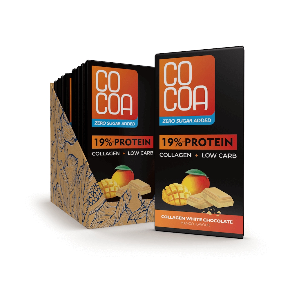Czekolada proteinowa mango z kolagenem 0% added sugar - 10 sztuk