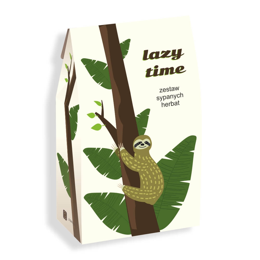 Gotowy zestaw prezentowy „LAZY TIME“ herbaty smakowe PREMIUM 10szt. bawełniany filtr prezent upominek na każdą okazję dla leniuchów kobiety mężczyzny