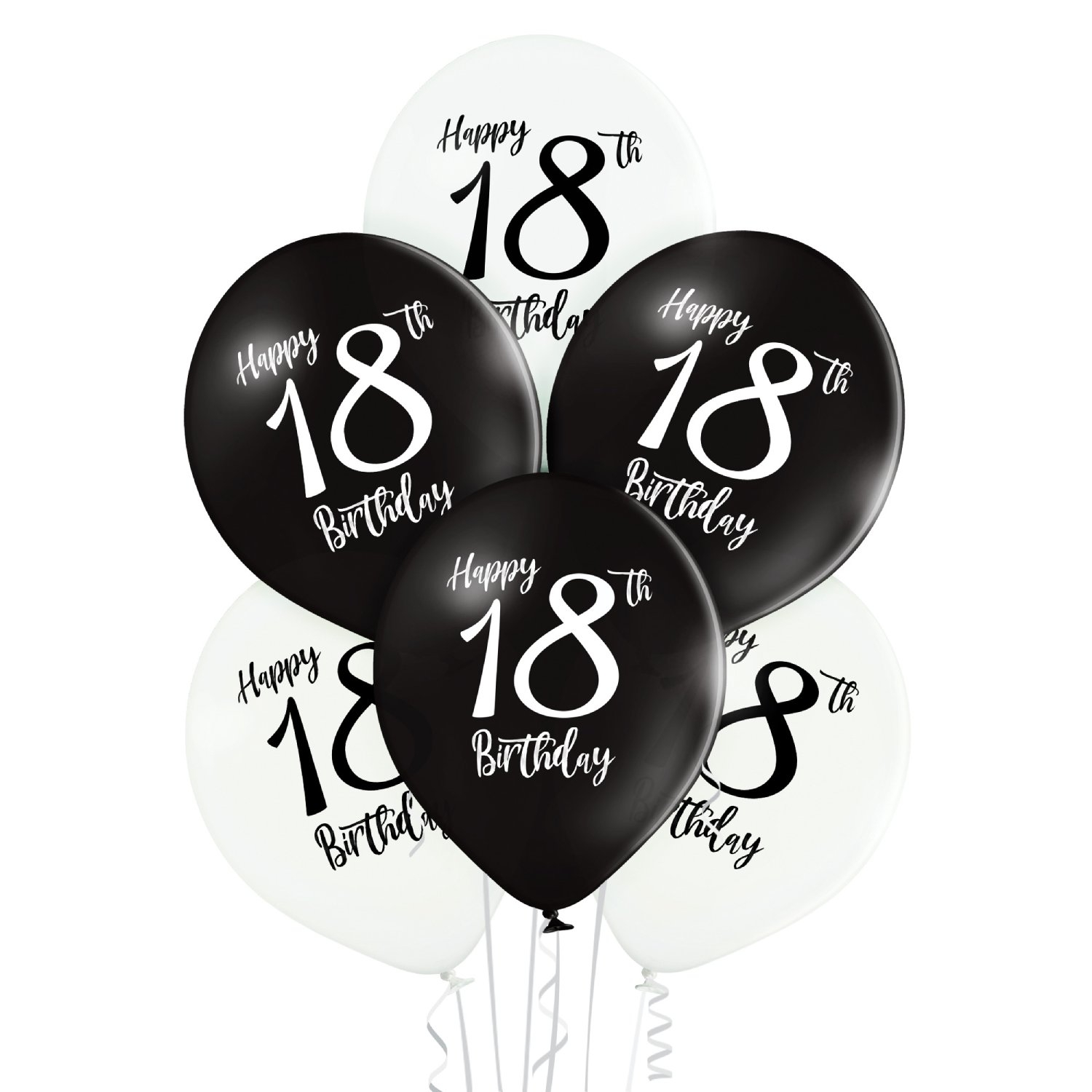 balony 18 urodziny czarno białe a6