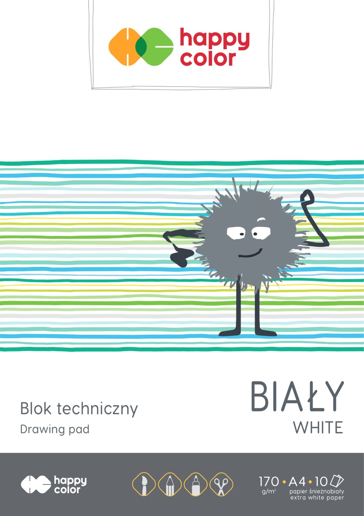Blok techniczny A4 170g 10k biały Happy-Color