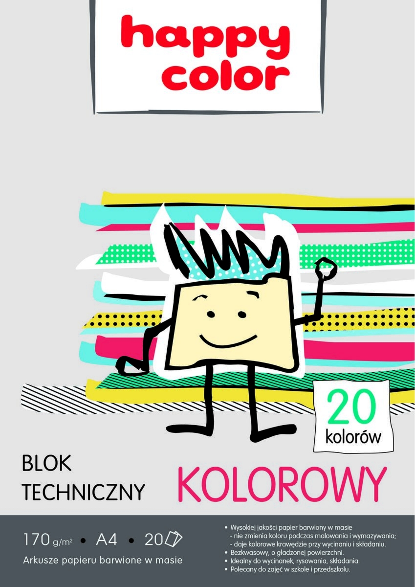 Blok techniczny A4 170g 20k kolor Happy-Color