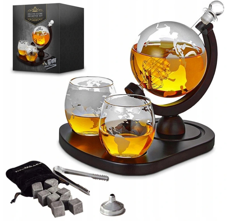 Zestaw do whisky karafka globus ze szklankami