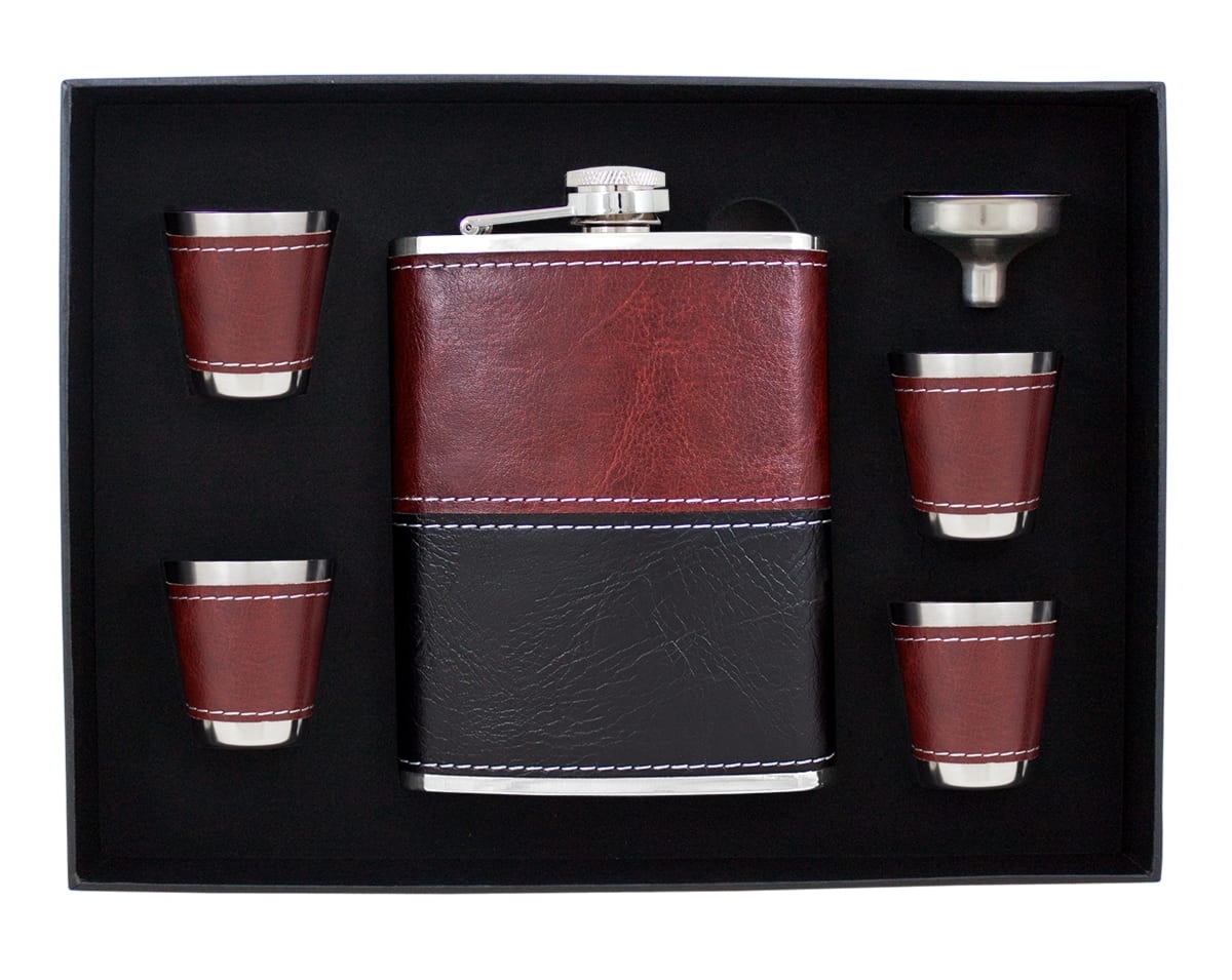 Piersiówka red z kieliszkami