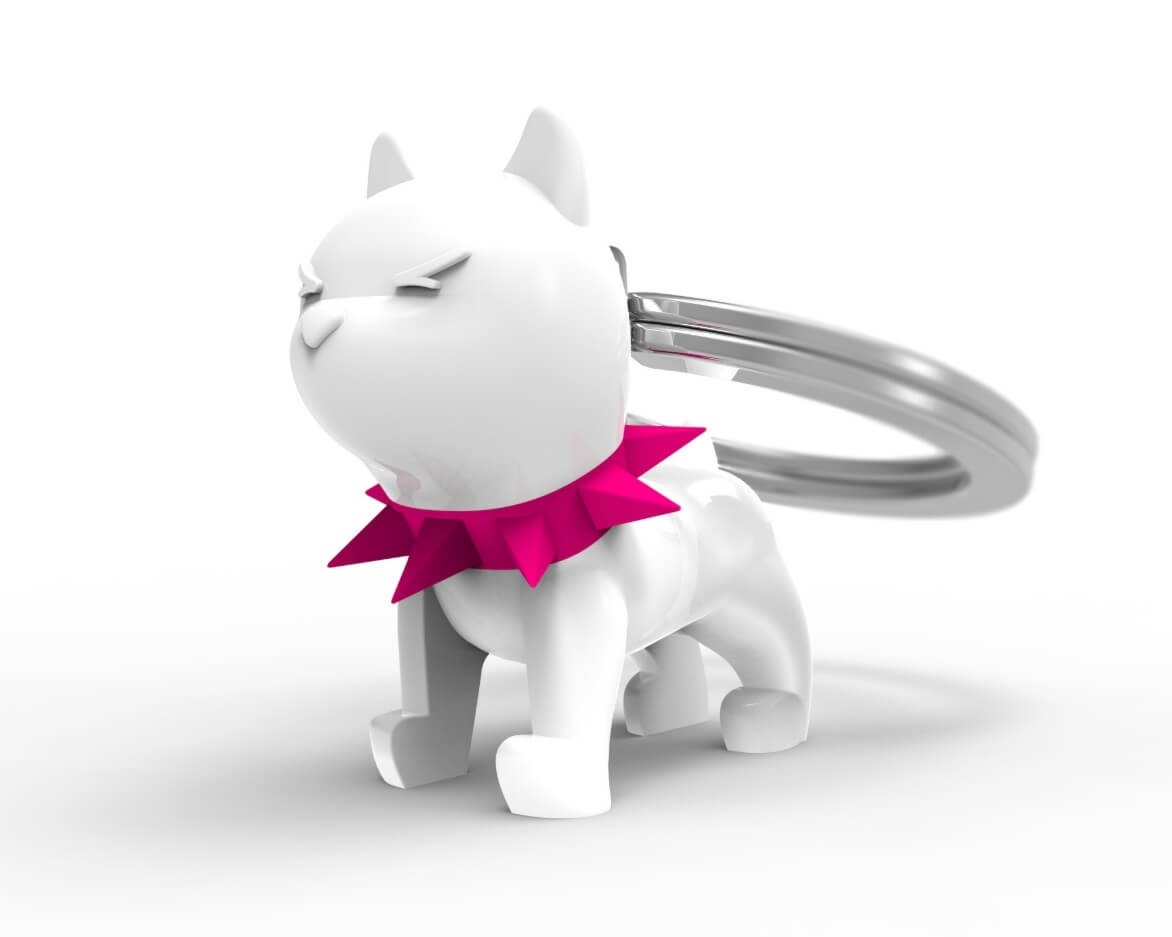 Brelok do kluczy pies Bully biały – prezent dla właściciela bully