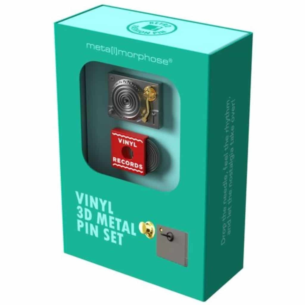 Zestaw przypinek 3D Gramofon i Płyta Winylowa MTM