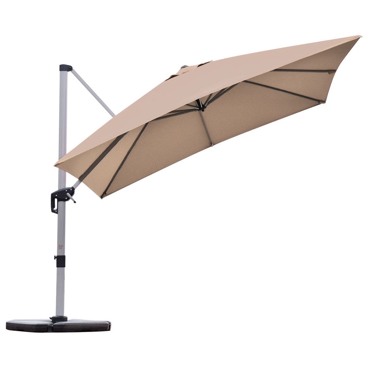 Parasol z podstaw krzyow i aluminiowym supkiem 300 x 300 x 261 cm brzowy