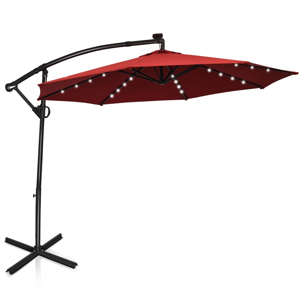 Parasol ogrodowy ze wiatami LED obrotowy 360