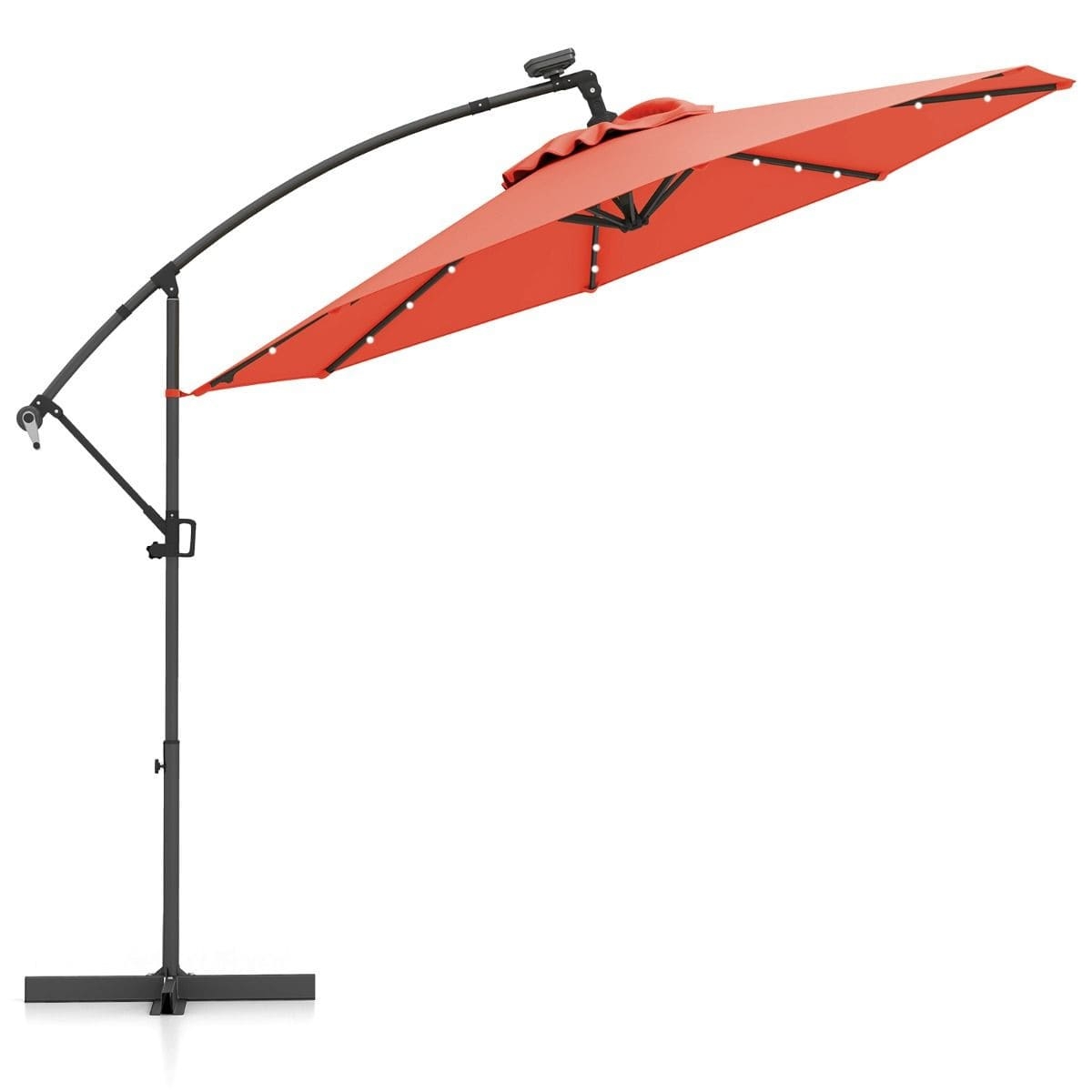 Parasol ogrodowy ze wiatami LED obrotowy 360