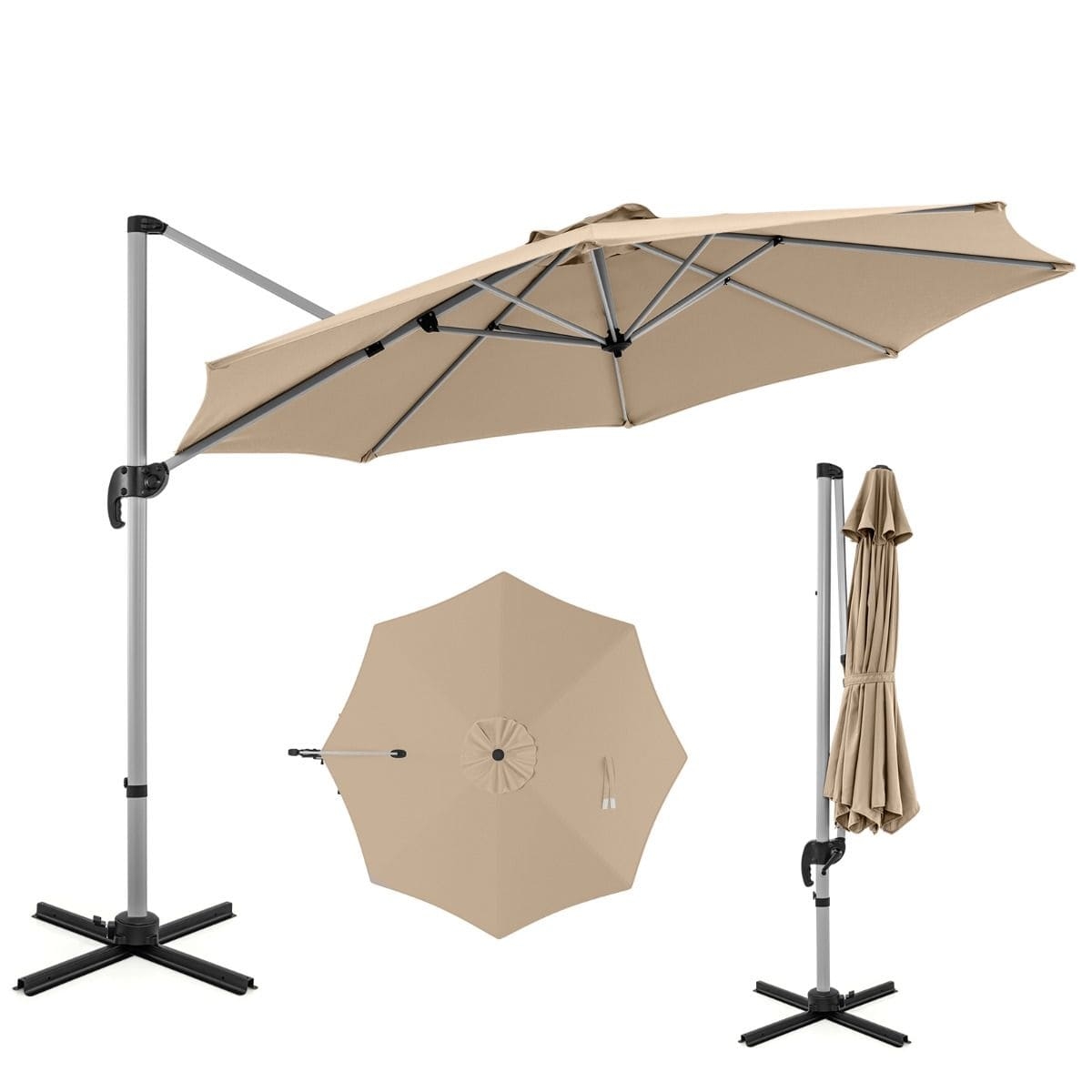 Okrgy parasol ogrodowy 339 cm beowy