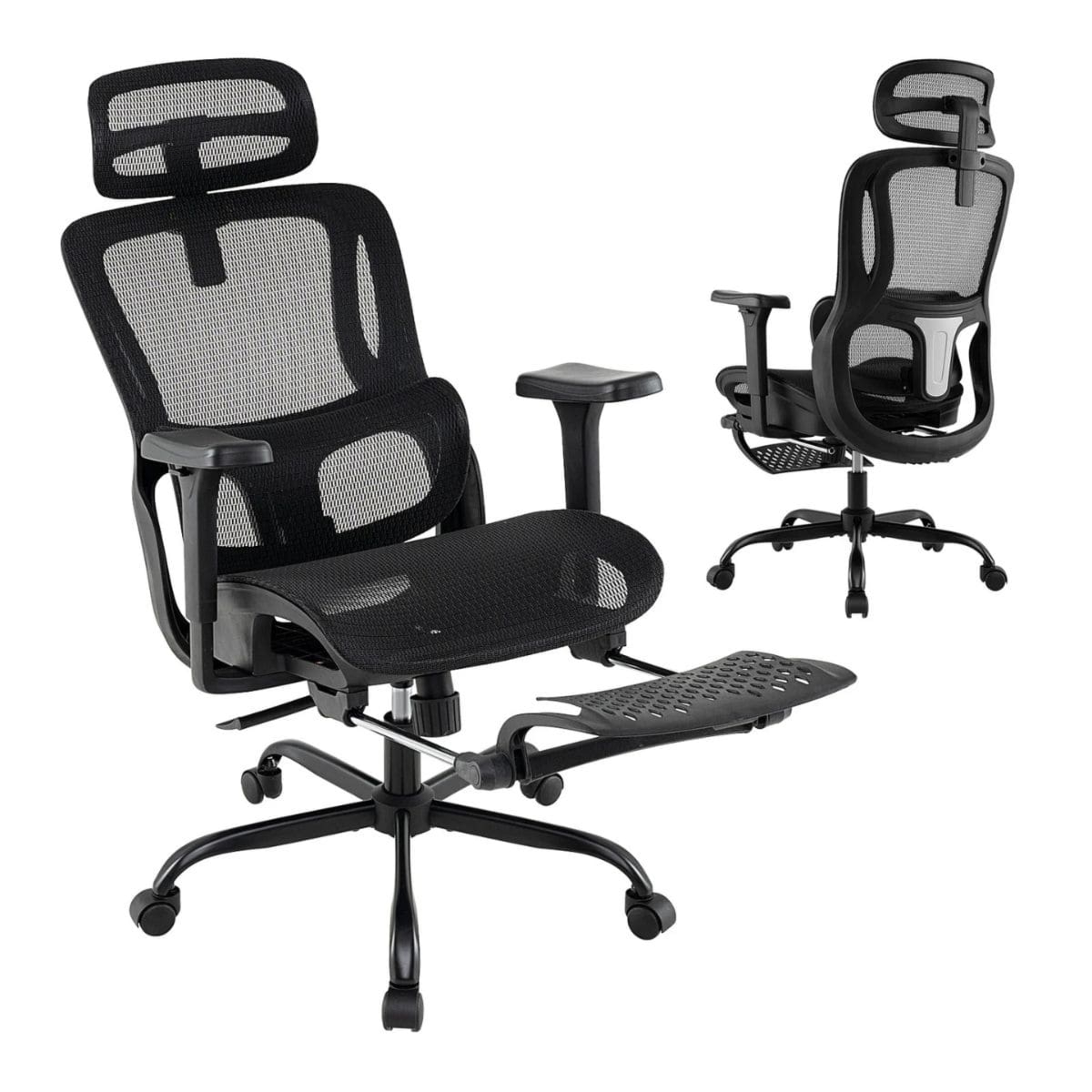 Ergonomiczne krzesło biurowe z wysuwanym podnóżkiem Costway