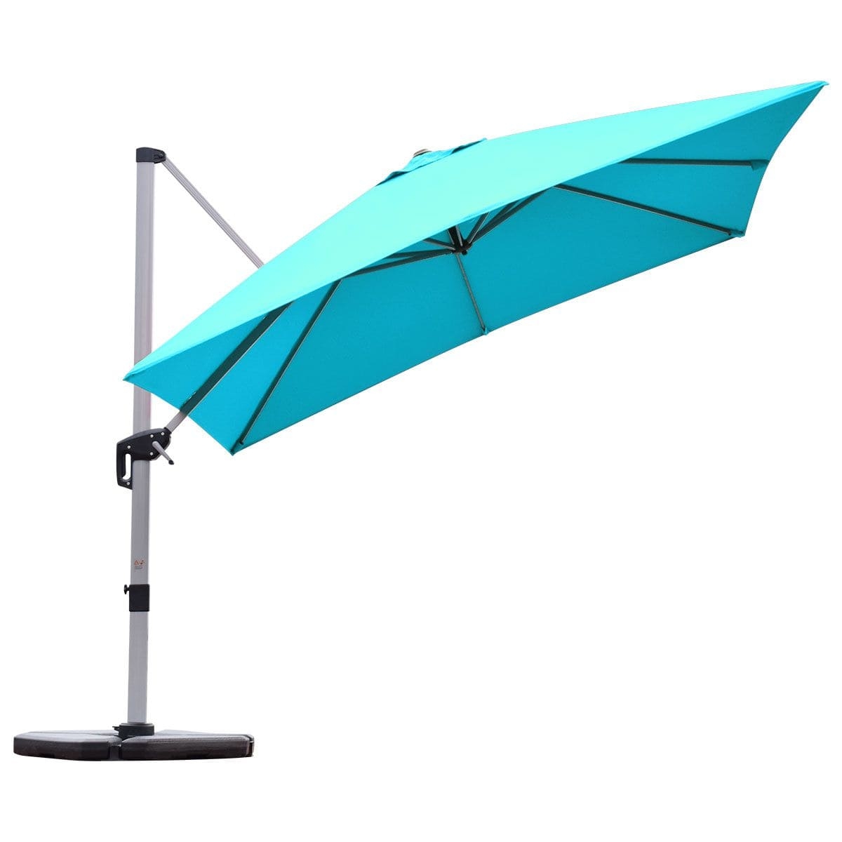 Parasol z podstaw krzyow i aluminiowym supkiem 300 x 300 x 261 cm niebieski