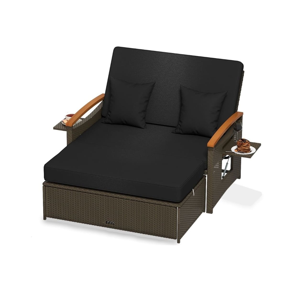 Rozkadana sofa ogrodowa rattanowa 3w1