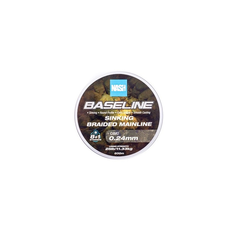 Nash Baseline Sinking Braid Camo 25lb 0.24mm 600m