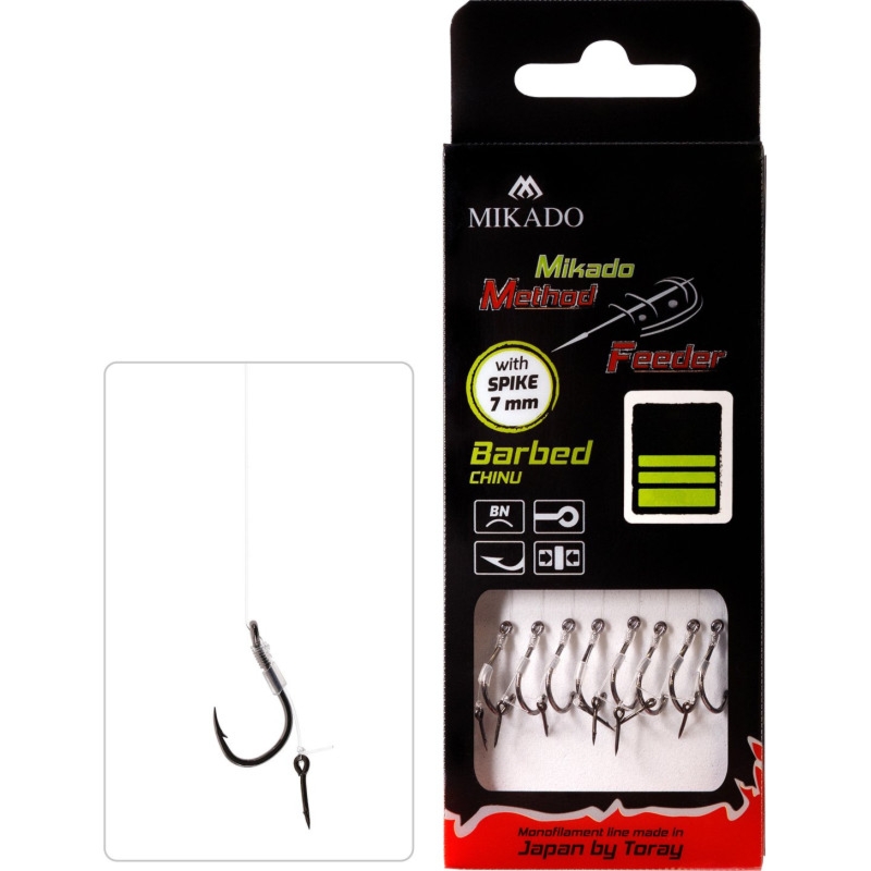 Mikado Przypon Method FEEDER z igłą, hak nr 8, żyłka 0.25mm, 10cm, 8szt.