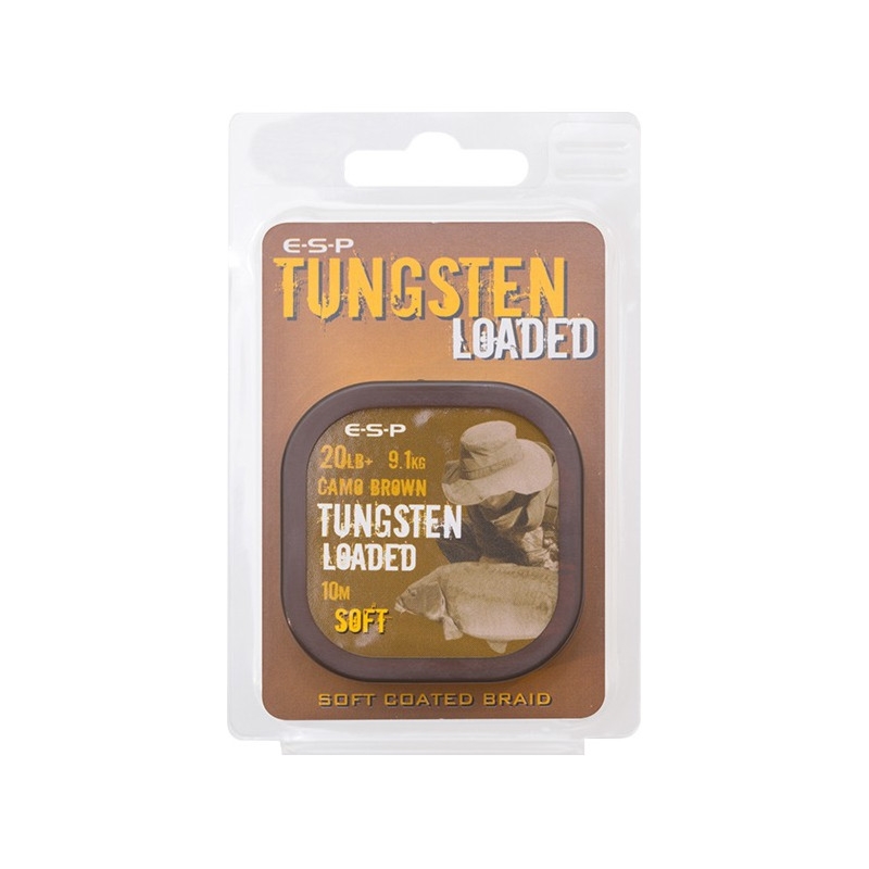 Materiał przyponowy ESP Tungsten Loaded Soft Camo Brown 10m 9.1kg