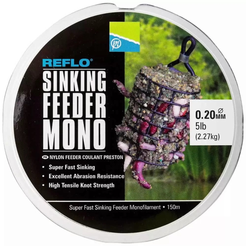 PRESTON 0.23MM REFLO SINKING FEEDER MONO - 150M SPOOL - 6lb