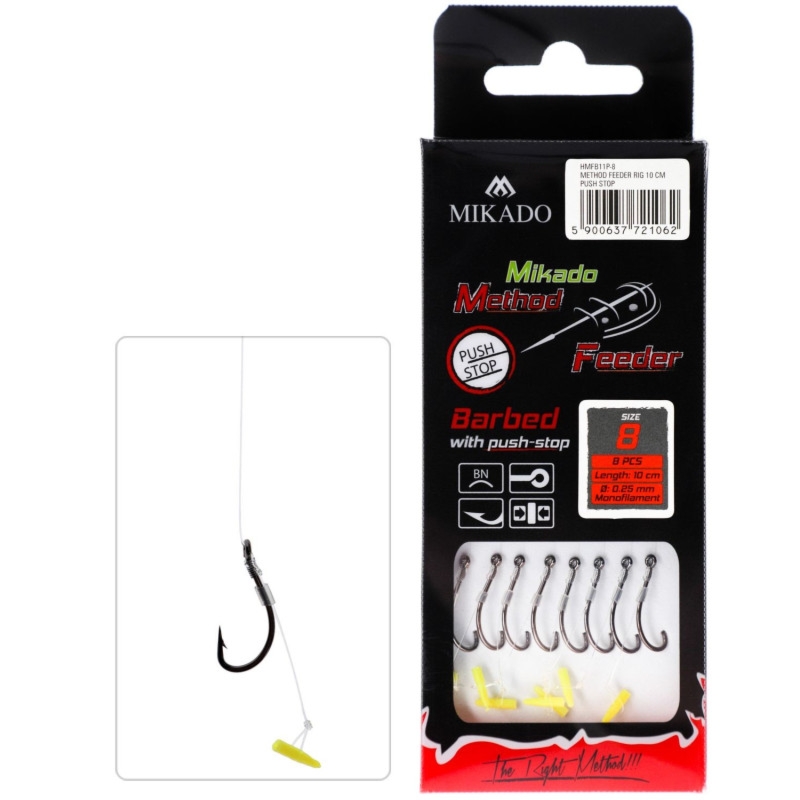Haczyki Mikado Do METODY 10cm PUSH STOP-haczyk z zadziorem 6/0,28mm 8szt