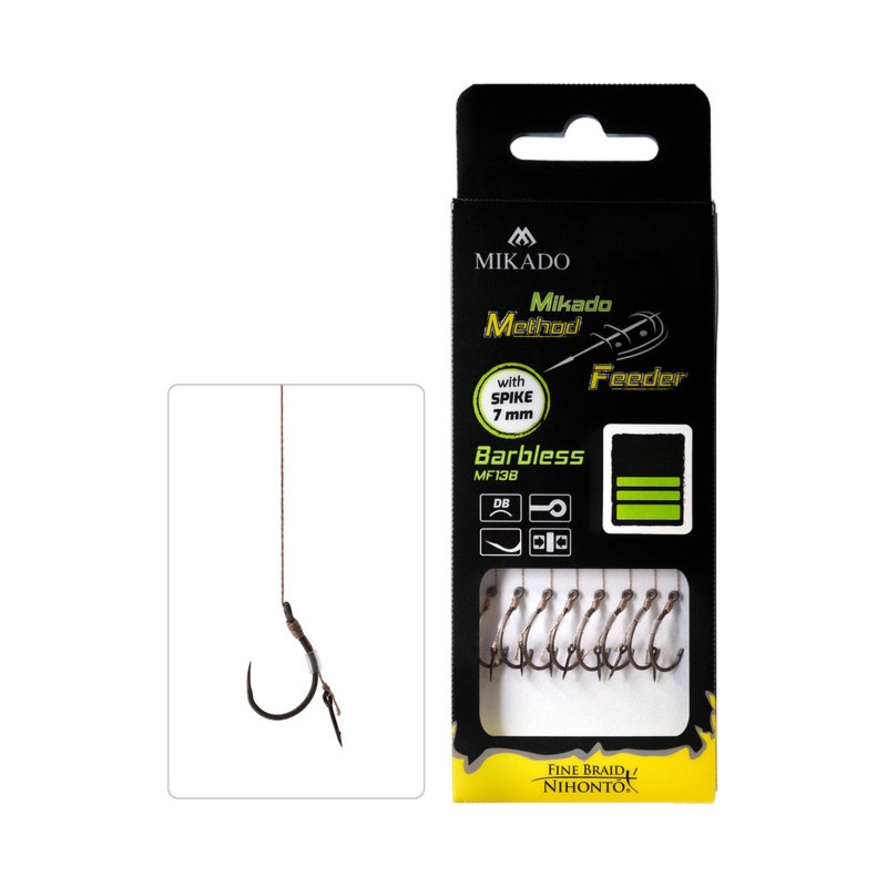 PRZYPON MF IGŁA hak bez zadziora nr 12 plecionka 0.12mm 10cm 8szt.