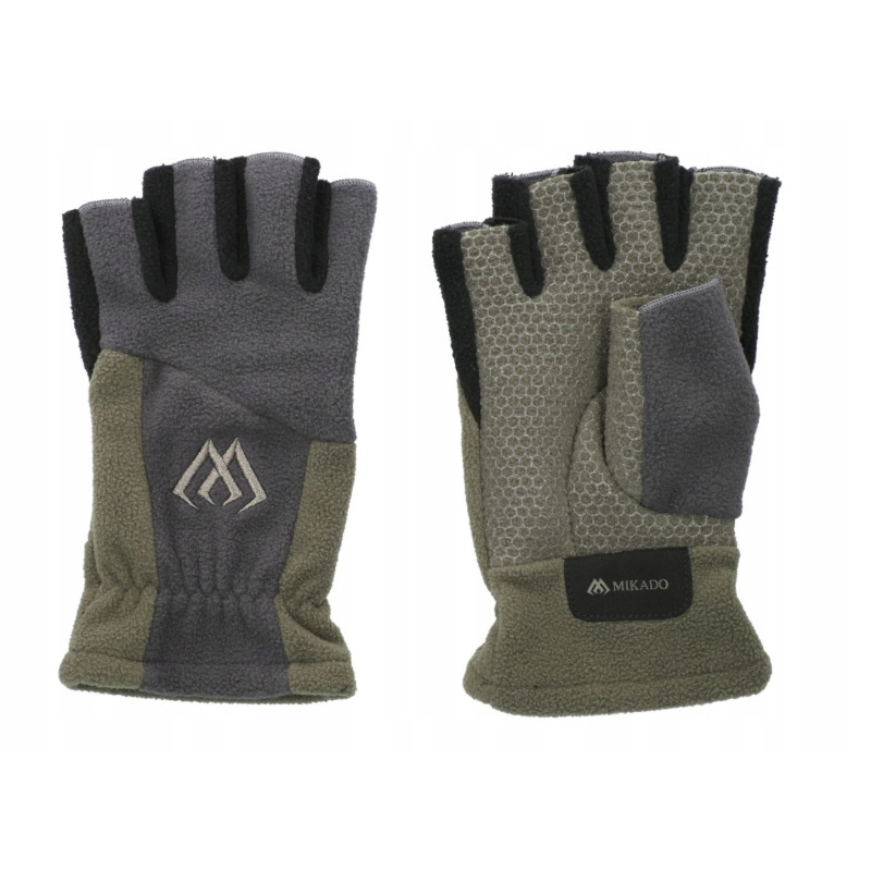 RĘKAWICZKI POLAROWE - BEZ PALCÓW rozm. XL - SZARO ZIELONY - op.1kpl.