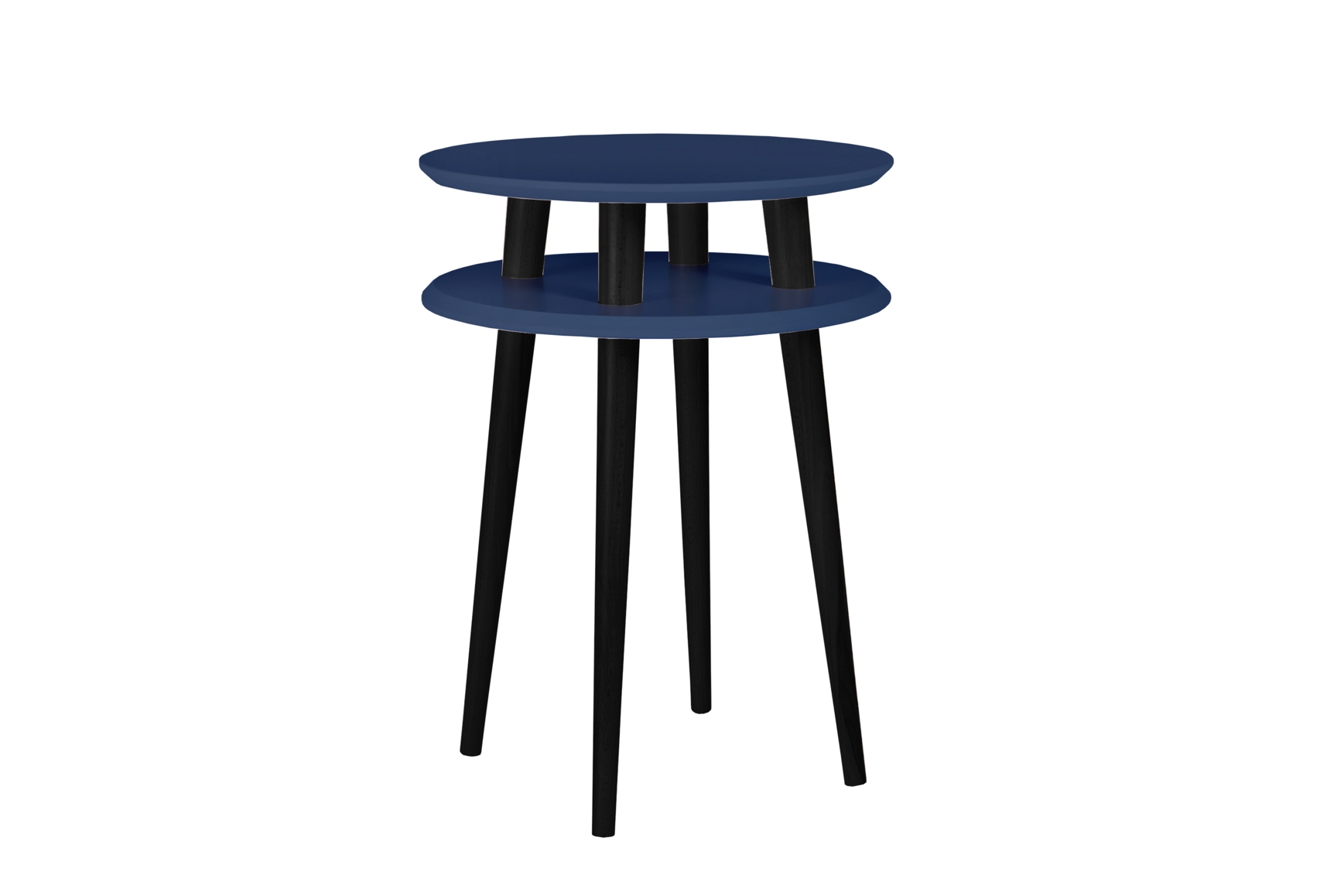 Stolik Kawowy UFO śr. 45cm wys. 61cm - Granatowy / Czarne Nogi