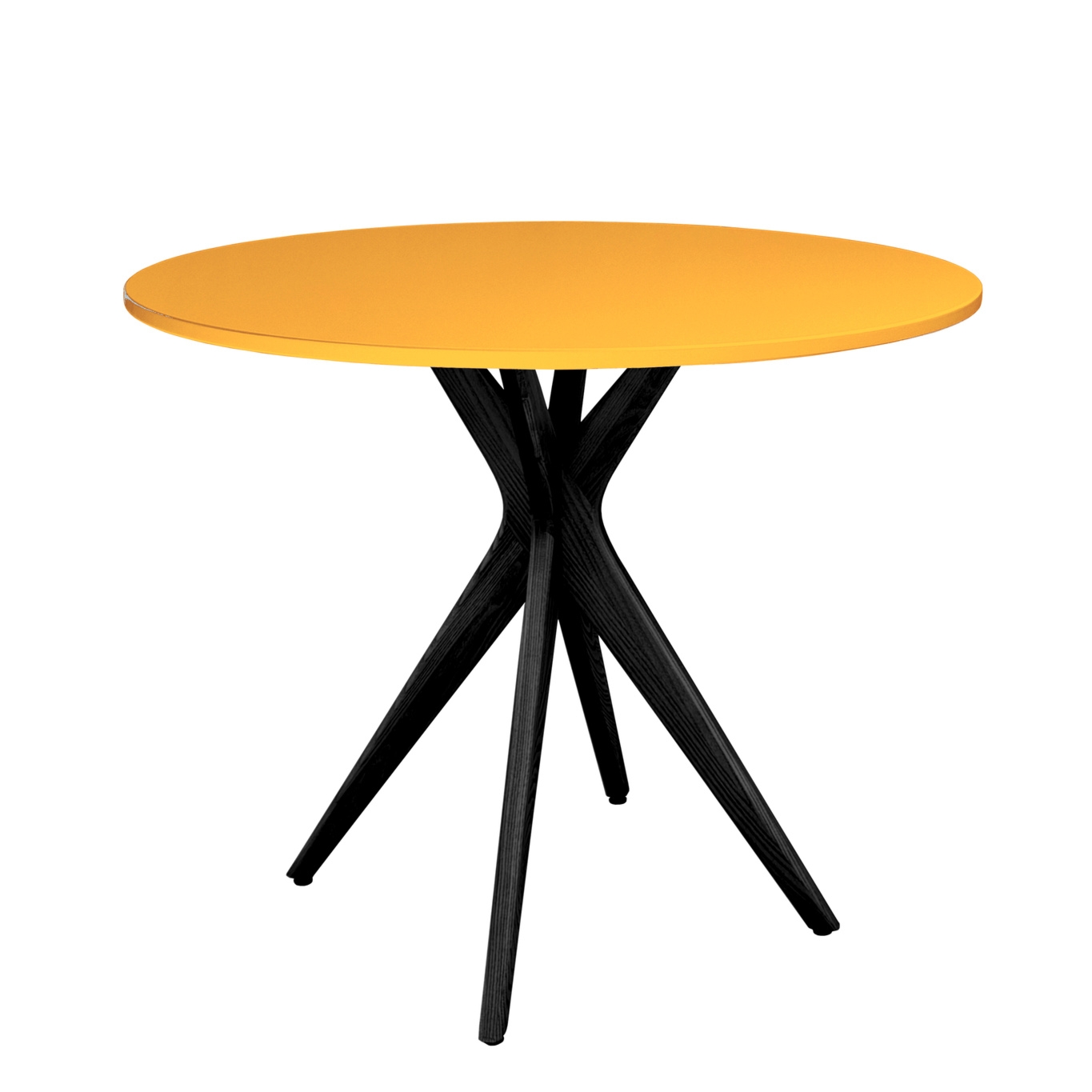 Okrągły Stół Jadalniany JUBI śr. 80cm Żółty (Ciemna Cytryna) | Nogi Czarne