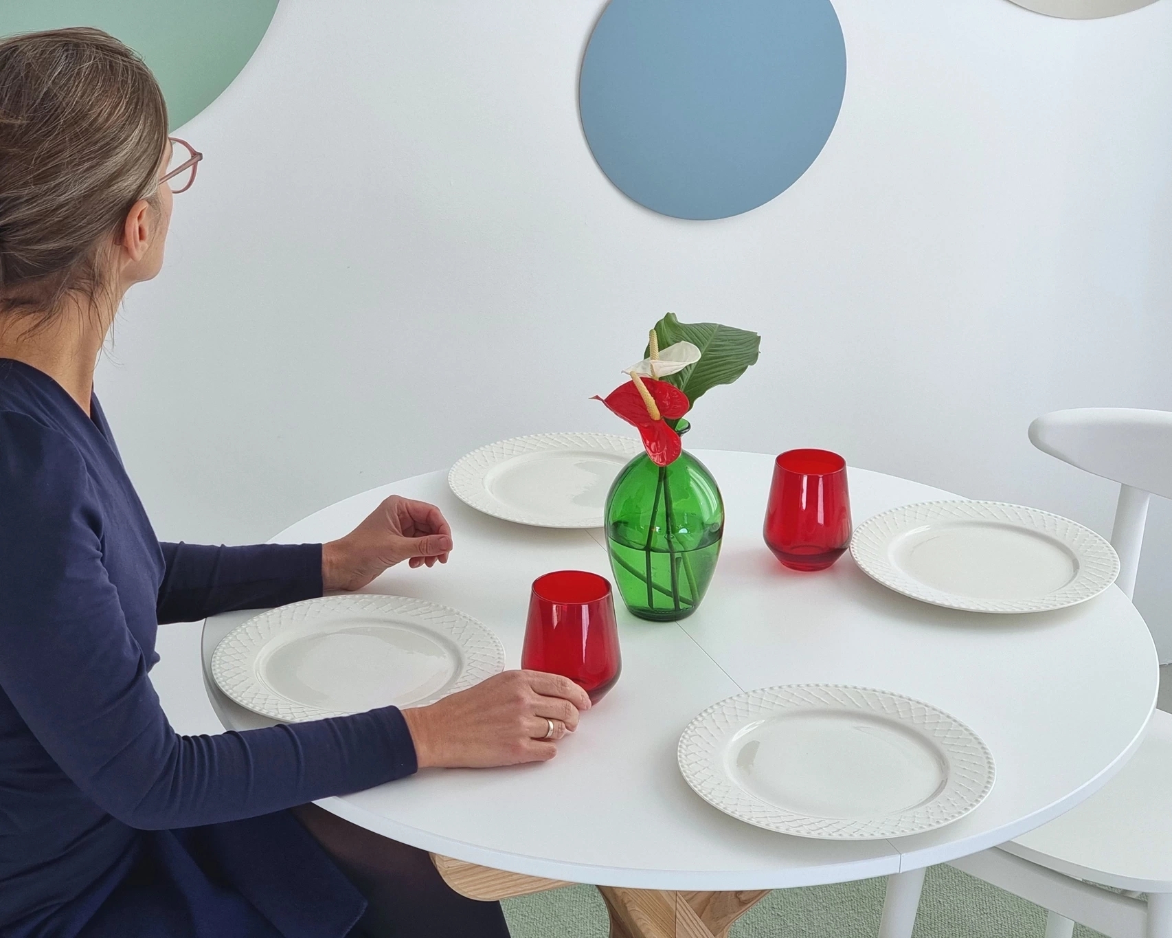 Rozsuwany Okrągły Stół JUBI 90cm Biały