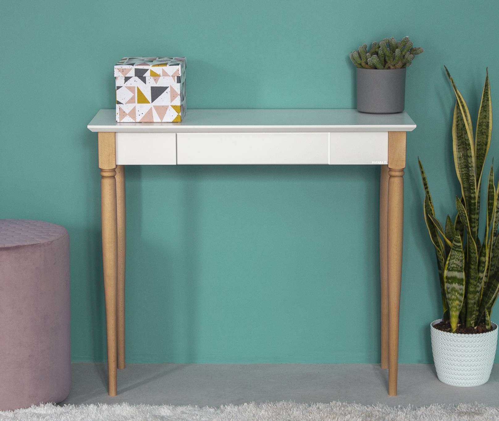 Biurko MAMO z Szufladą 105x40cm – Brązowy / Glina / Beige grey