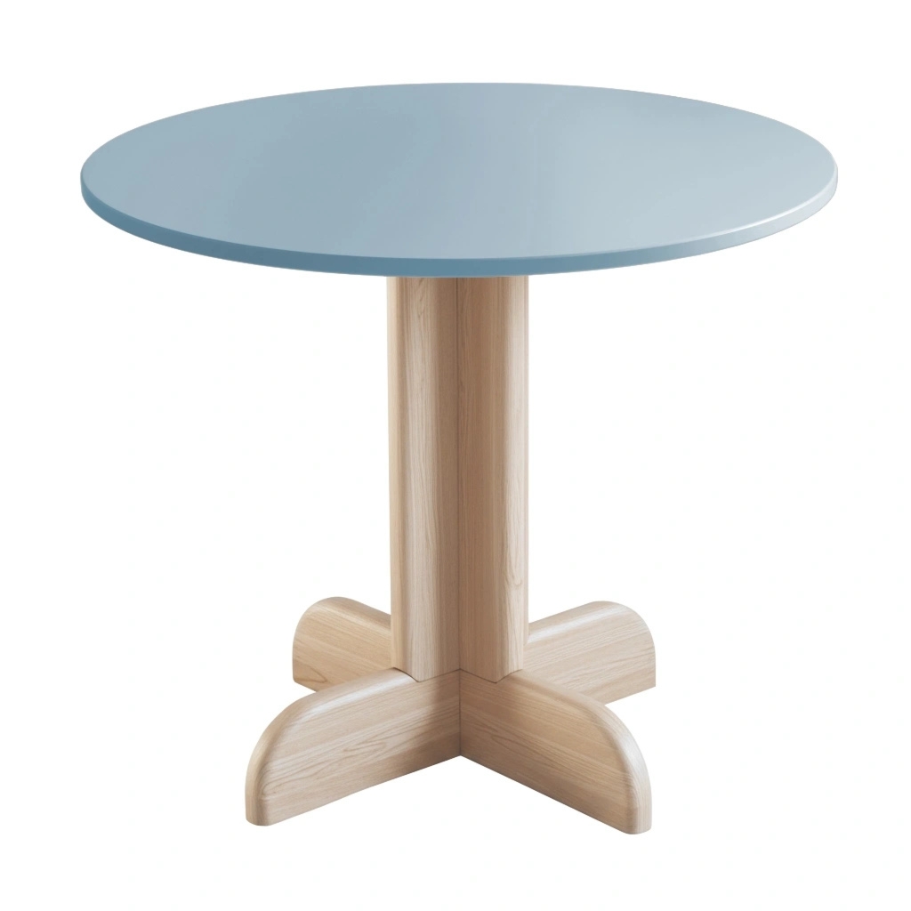 Mały okrągły stolik 80cm Dega Delikatny Niebieski Jesion