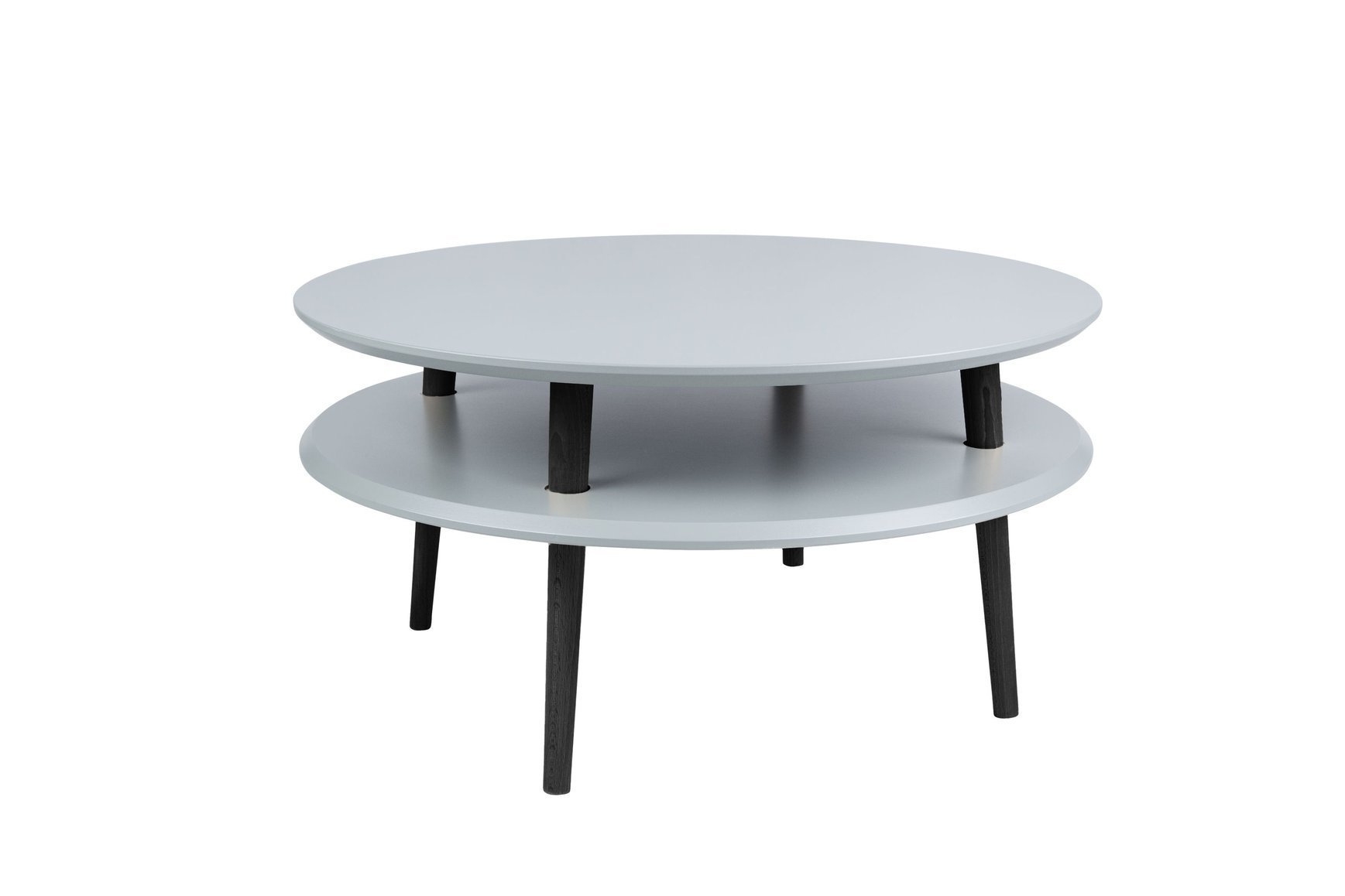 Stolik Kawowy UFO śr. 70cm wys. 35cm - Ciemnoszary / Czarne Nogi