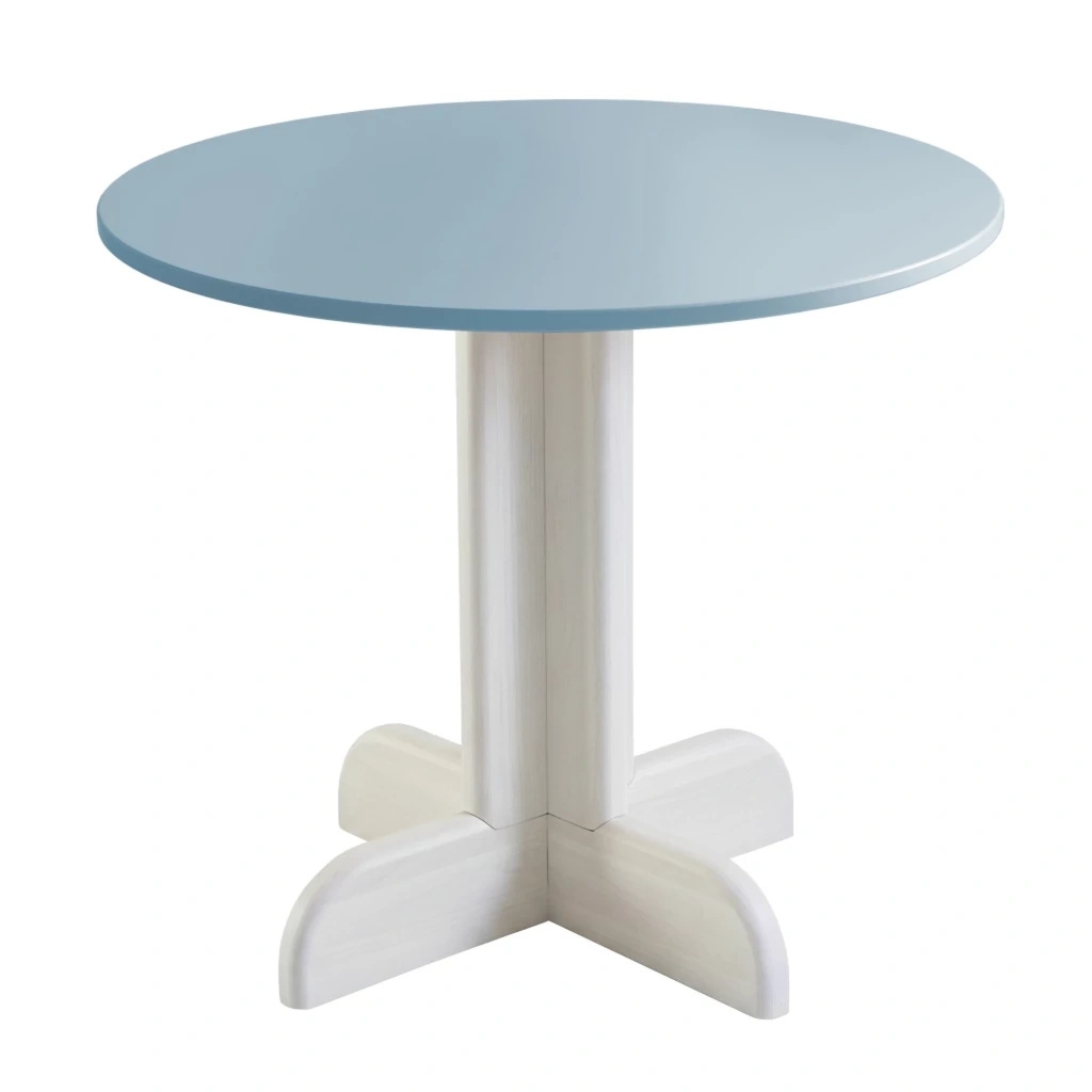 Mały okrągły stolik 80cm Dega Delikatny Niebieski Białe nogi