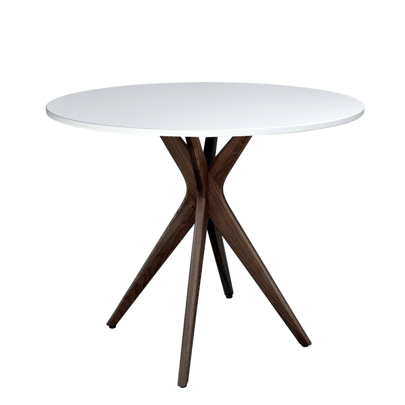 Okrągły Stół Jadalniany JUBI 80cm Biały | Nogi Orzech