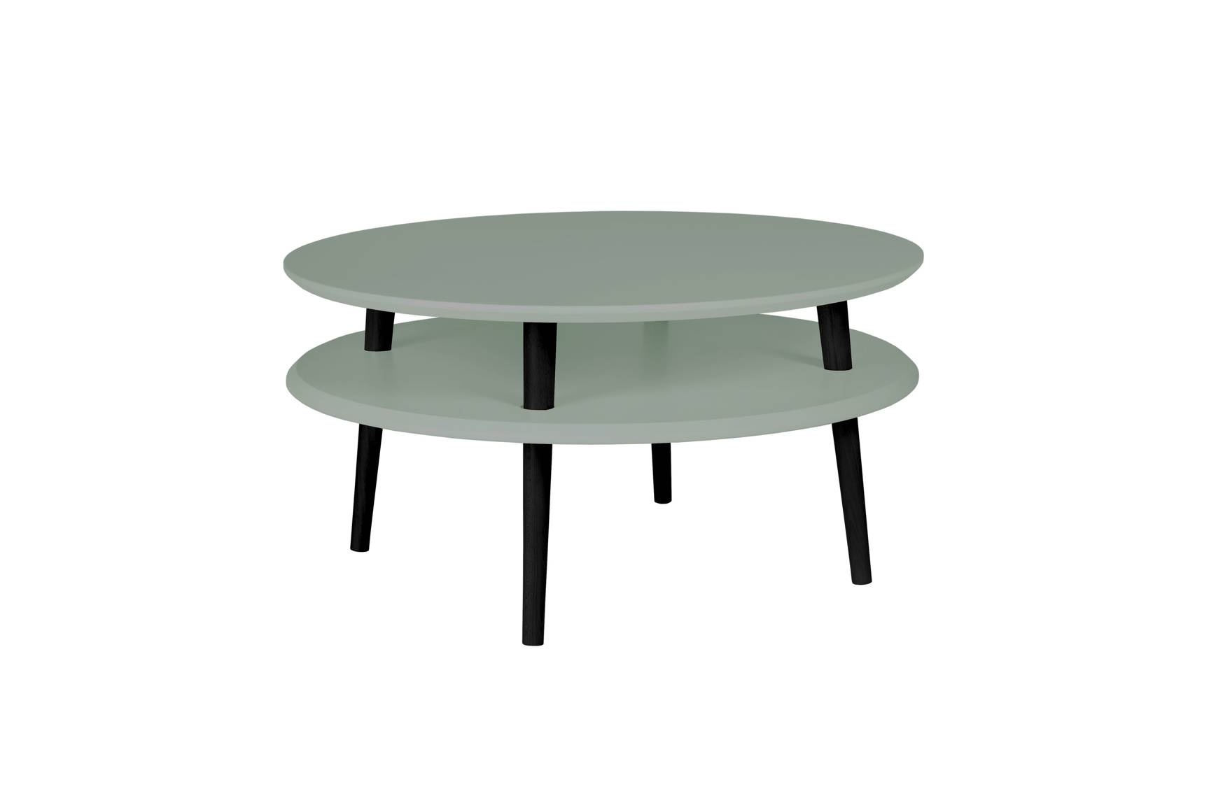 Stolik Kawowy UFO śr. 70cm wys. 35cm Szałwiowy Czarne Nogi