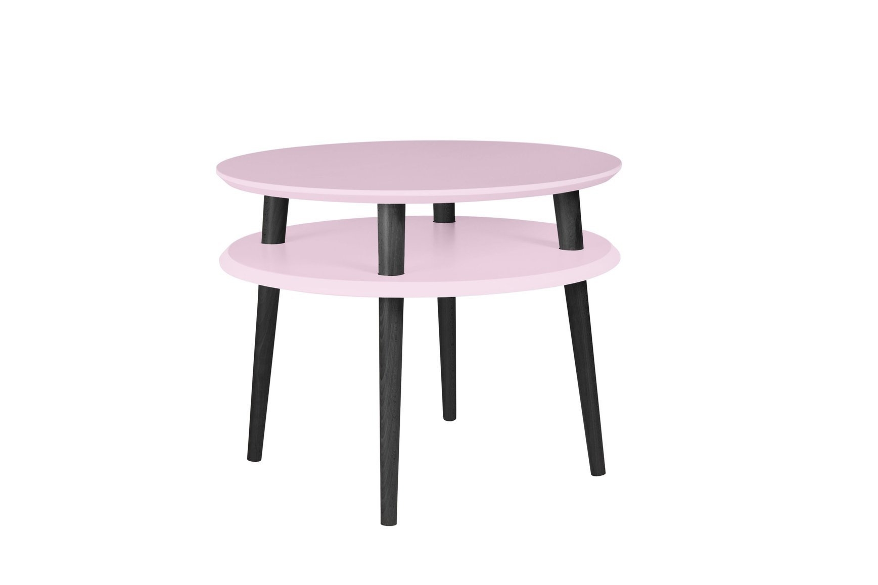 Stolik Kawowy UFO śr. 57cm wys. 45cm - Różowy / Czarne Nogi