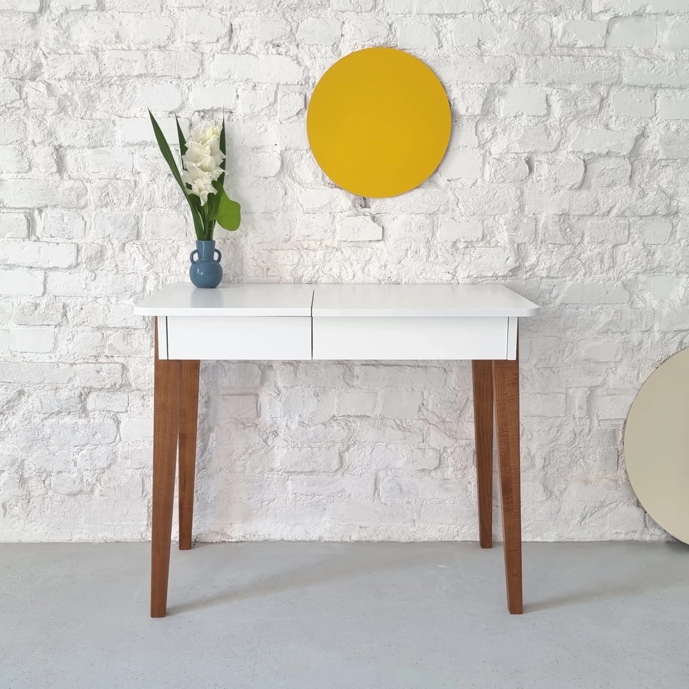 Biurko Toaletka MeWise z Lusterkiem 90x48cm Dąb Różowa
