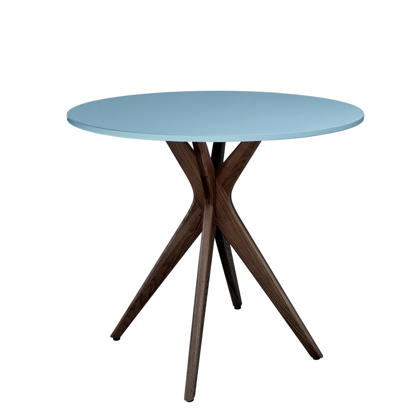Okrągły Stół Jadalniany JUBI śr. 70cm Delikatny Niebieski | Nogi Orzech