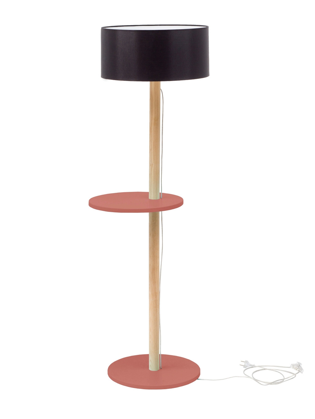 Lampa Podłogowa UFO 45x150cm Ciemny Koralowy / Czarny Abażur