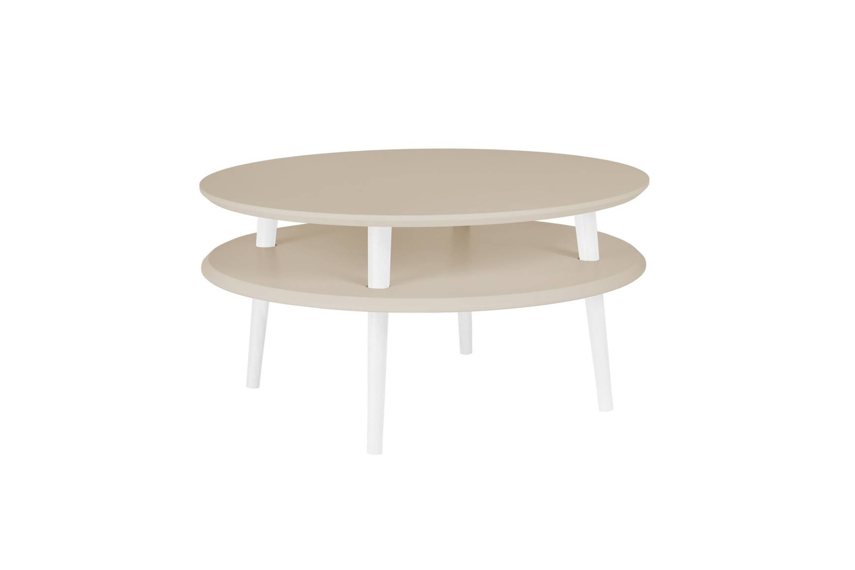 Stolik Kawowy UFO śr. 70cm wys. 35cm Kawa z Mlekiem Białe Nogi