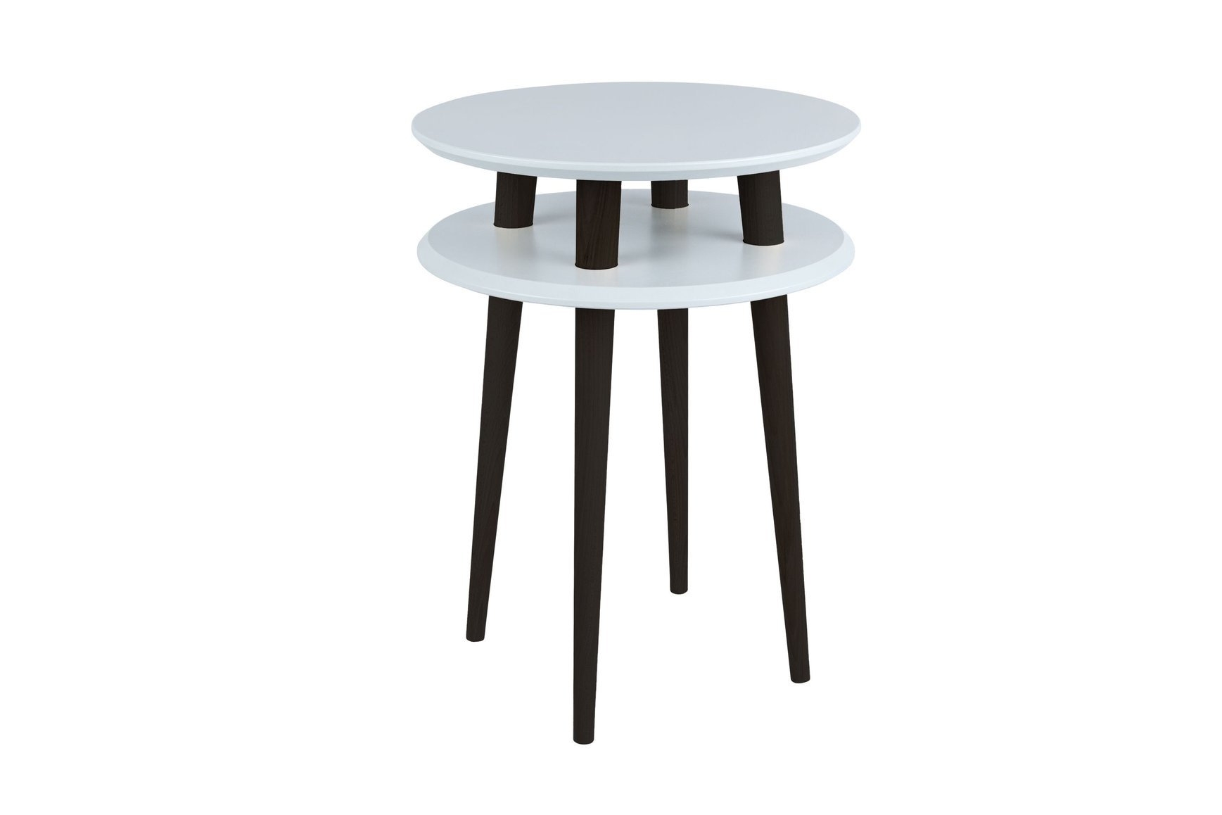 Stolik Kawowy UFO śr. 45cm wys. 61cm - Jasnoszary / Czarne Nogi