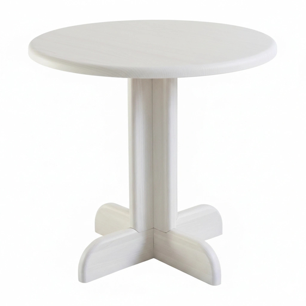 Drewniany okrągły stolik 80cm Dega biały jesion