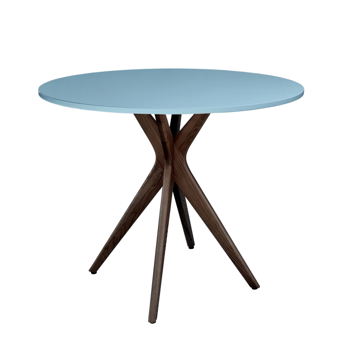 Okrągły Stół Jadalniany JUBI śr. 80cm Delikatny Niebieski | Nogi Orzech