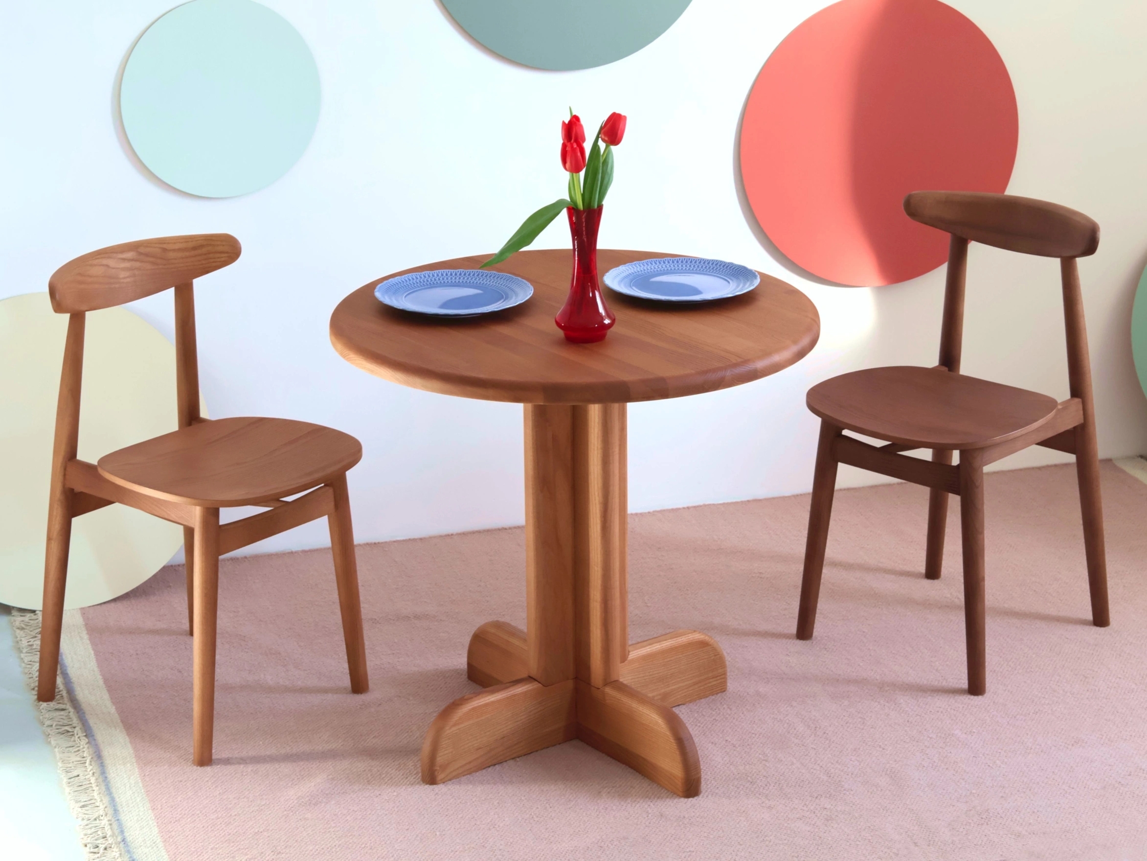 Drewniany okrągły stolik 70cm Dega czarny jesion