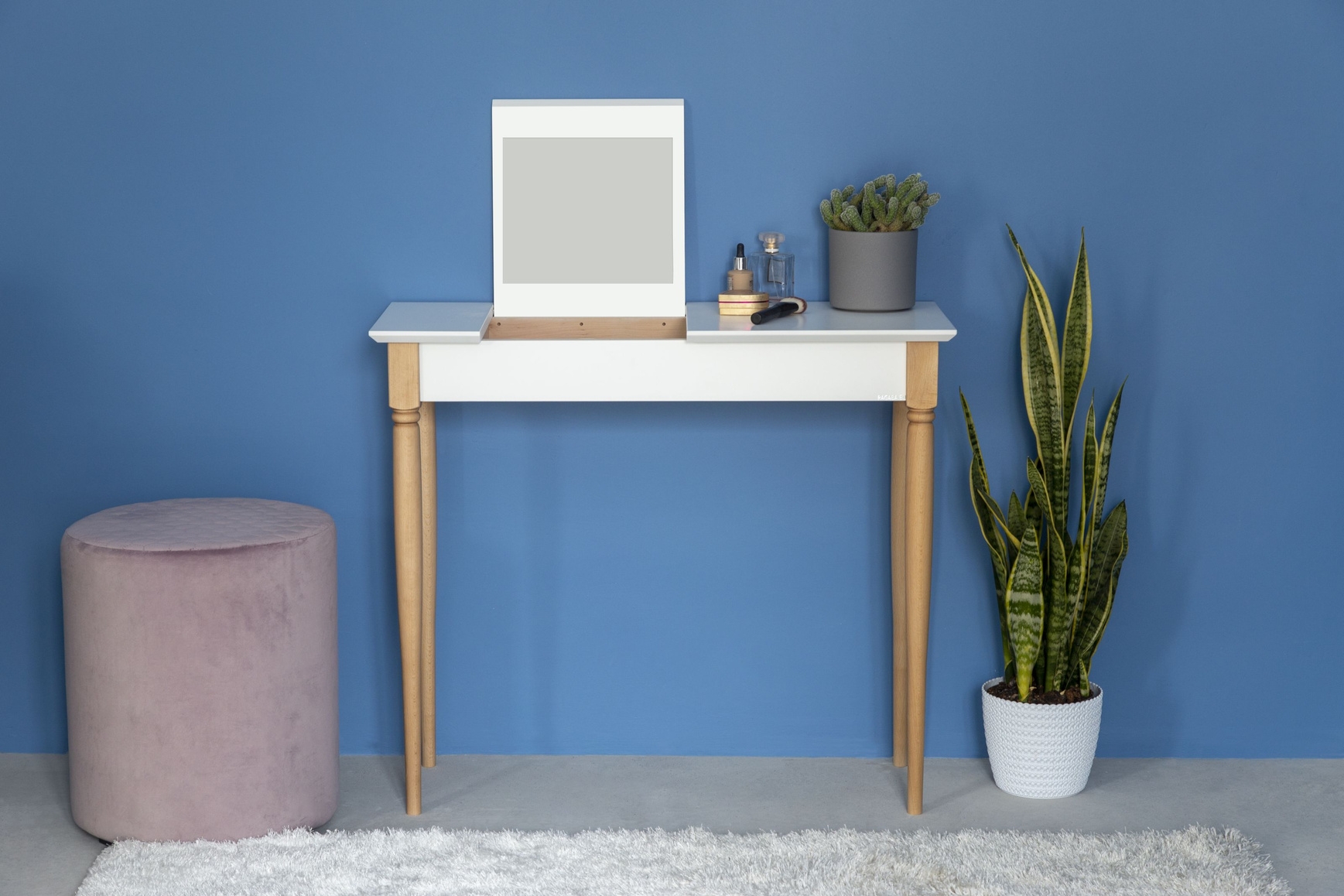 Toaletka MAMO z Lusterkiem - 65x35cm Petrol Blue