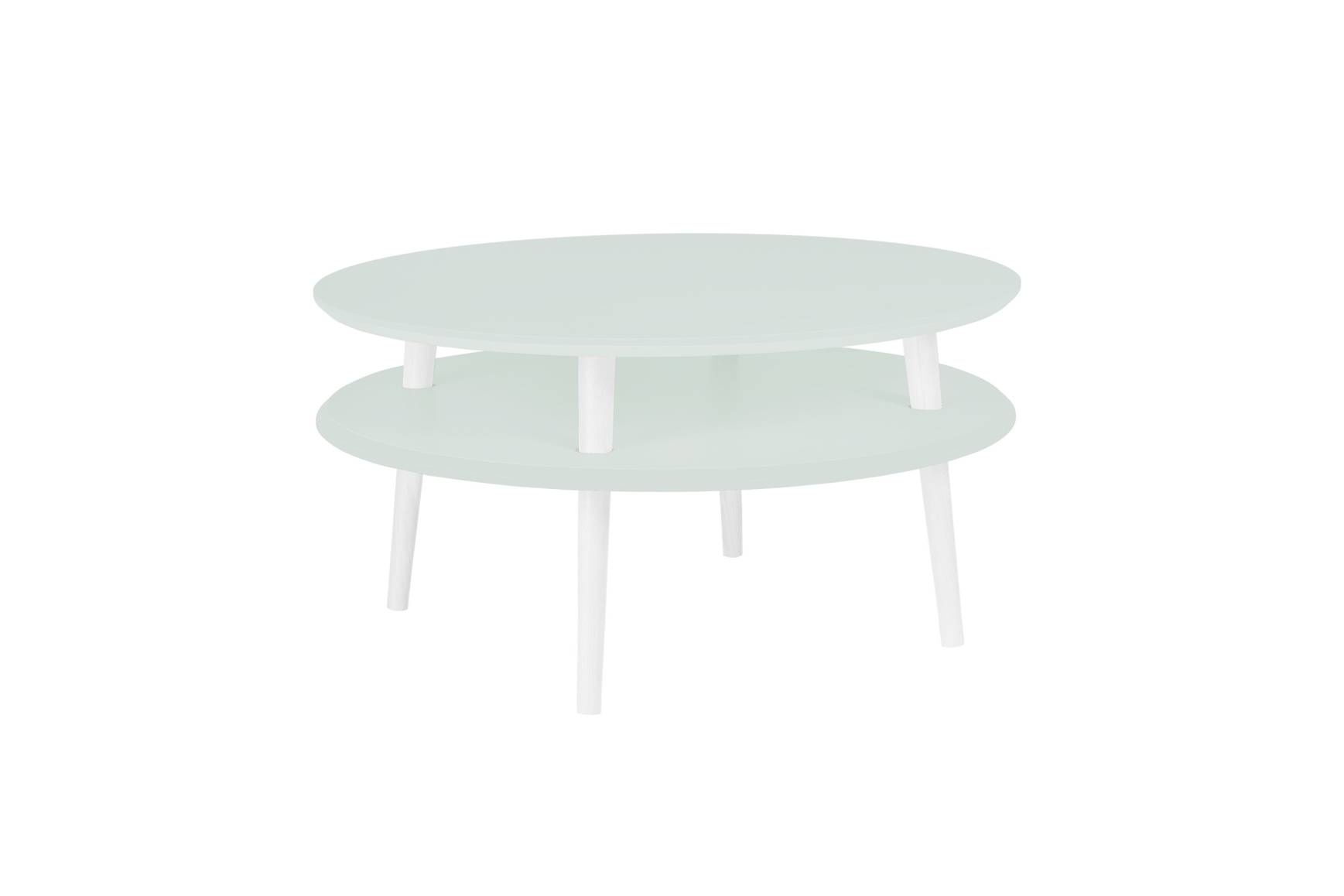 Stolik Kawowy UFO śr. 70cm wys. 35cm Ulotny Miętowy Białe Nogi