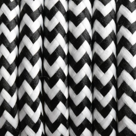 Jesionowa Lampa Podłogowa TALES - Czarny Abażur / Zig-zag