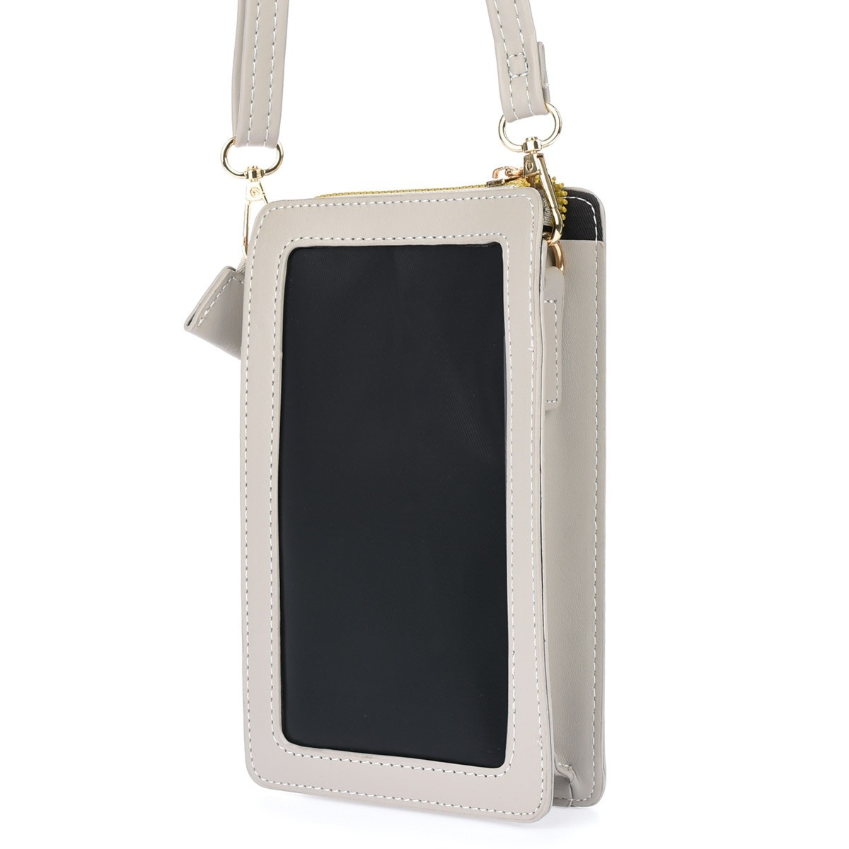 Szara Mała torebka damska na telefon mini listonoszka raportówka na ramię ekoskóra POR-TE-14